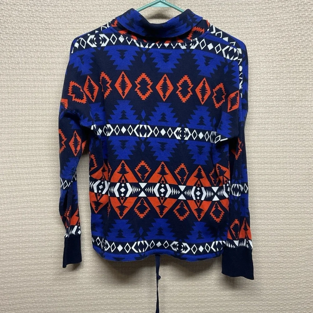 Lauren‎ Ralph Lauren Active Women Top Zip UPF Southwest Waffle Knit Aztec Size M